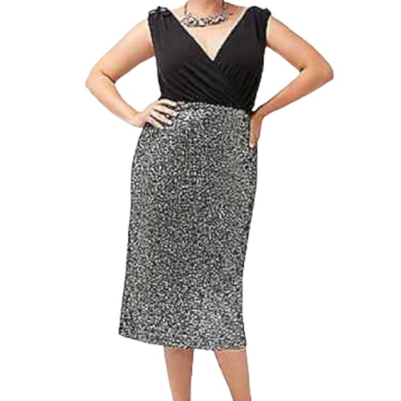 Lane Bryant Dresses & Skirts - Lane Bryant faux wrap sequin embellished dress